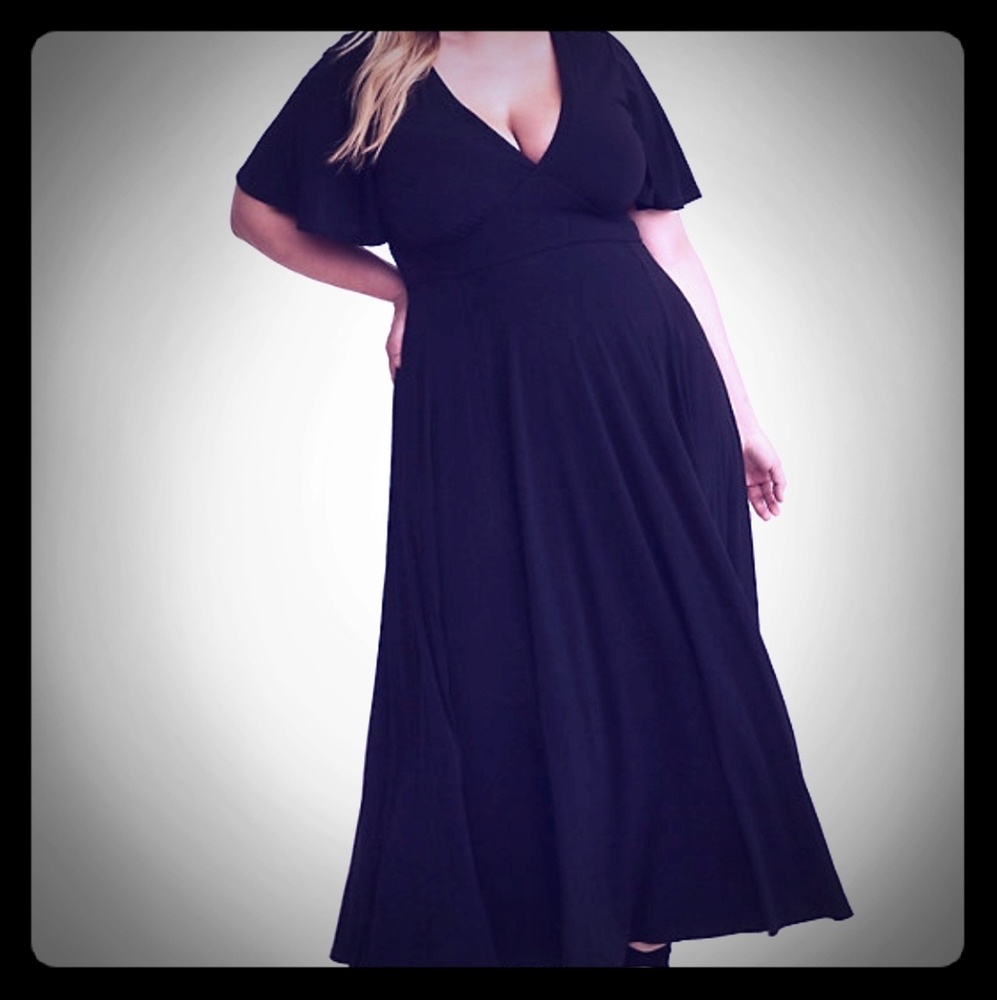 Torrid Black Flutter Sleeve Maxi Dress